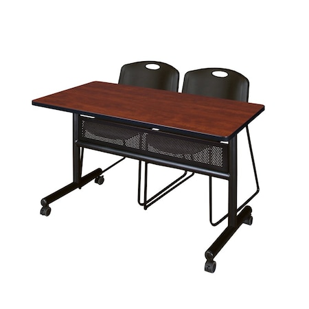 Kobe Rectangle FlipTop Table, 48" W, 29" H, Laminate Top, Cherry MKFTM4824CH44BK